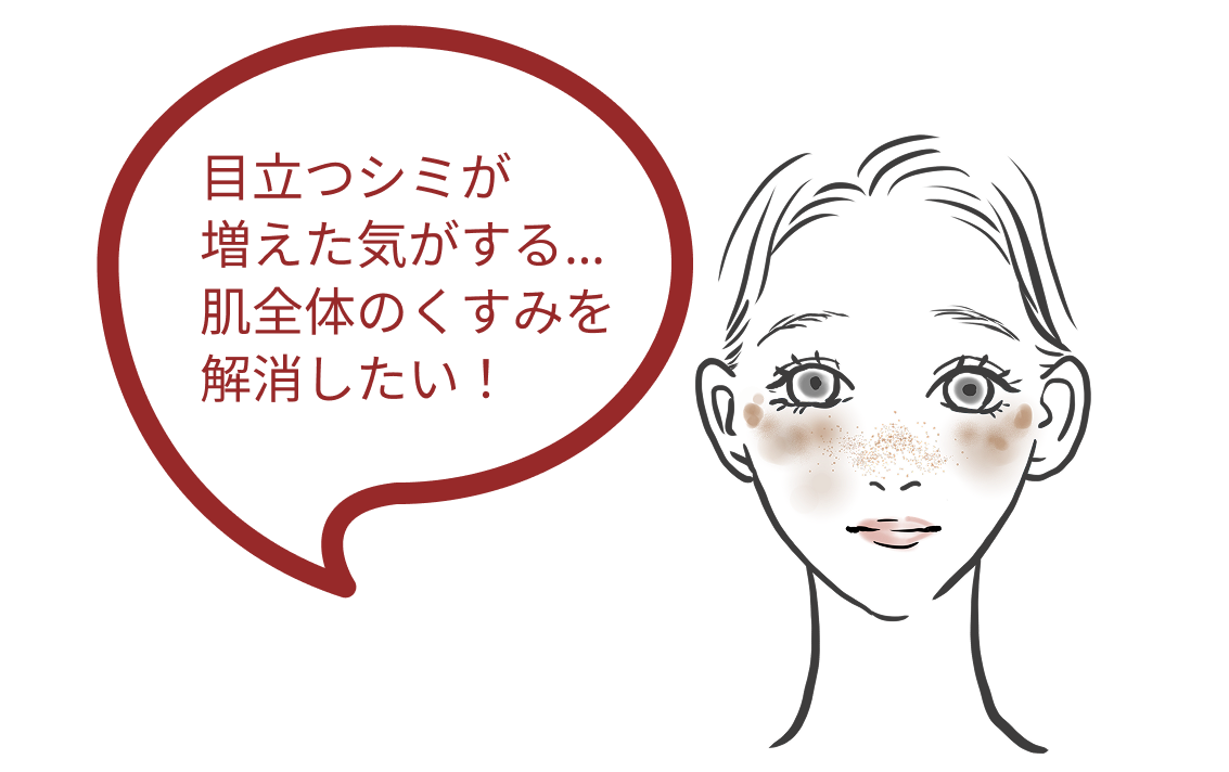 シミ・くすみ・色ムラの女性イラスト