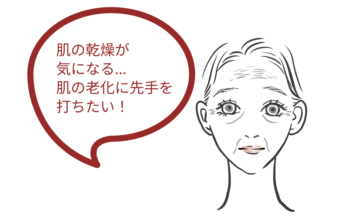 しわ・肌の乾燥の女性イラスト