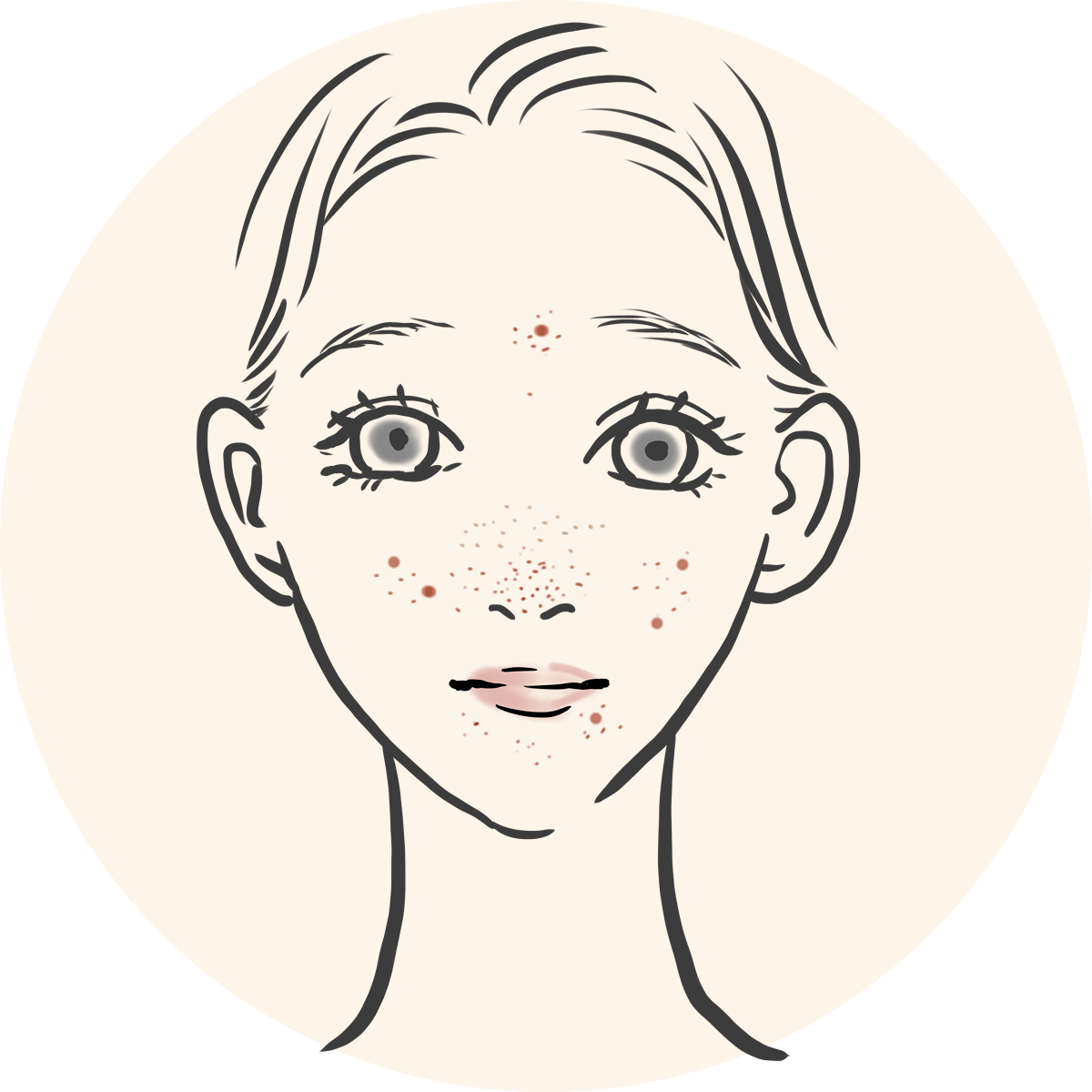 ニキビ・毛穴の黒ずみ・肌荒れの女性イラスト
